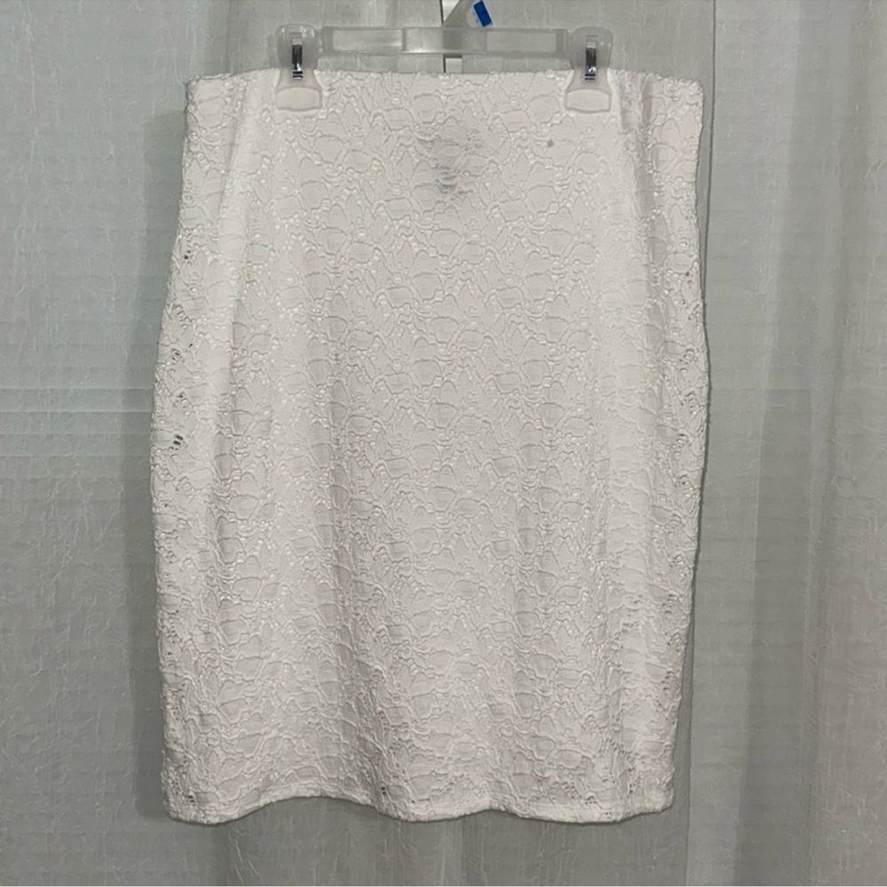 Alfani 8 White Stretch Floral Lace Pull On Pencil Skirt